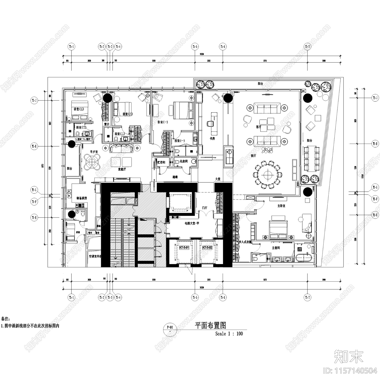 现代中式深圳湾壹号广场A户型样板房室内家装cad施工图下载【ID:1157140504】