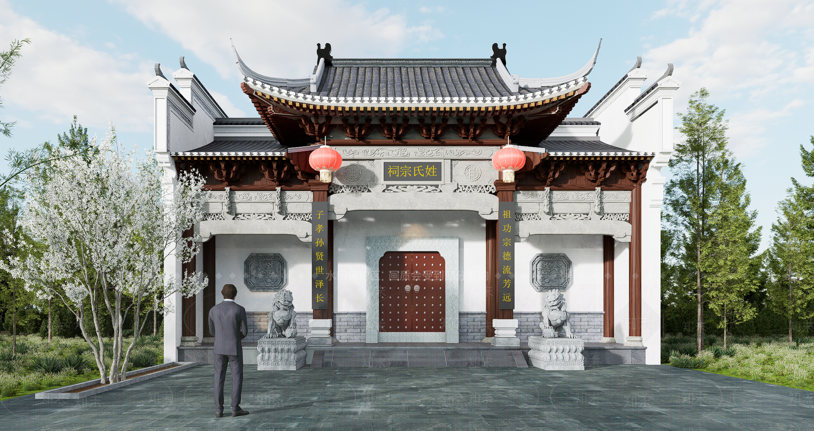 新中式祠堂古建3D模型下载【ID:1157140628】