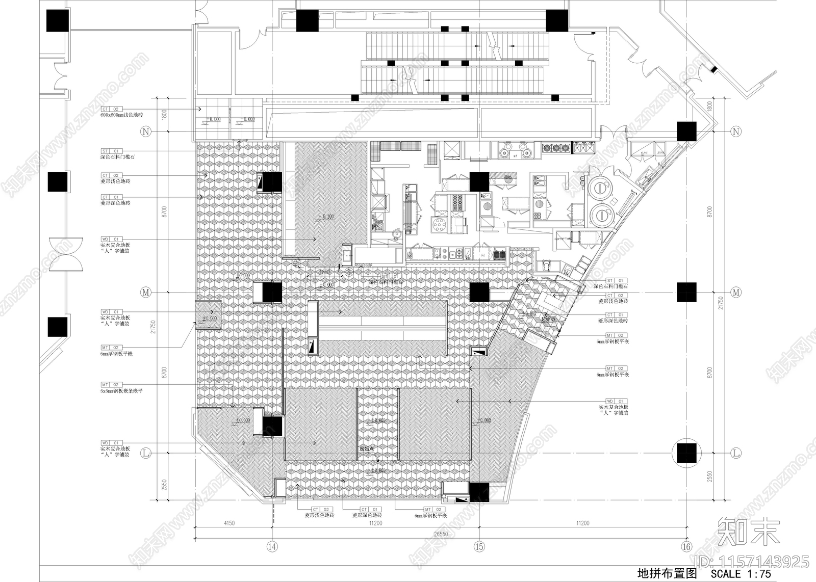 580㎡餐厅cad施工图下载【ID:1157143925】