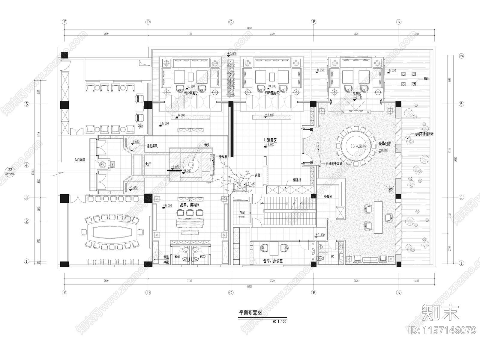 720㎡休闲会所cad施工图下载【ID:1157146079】