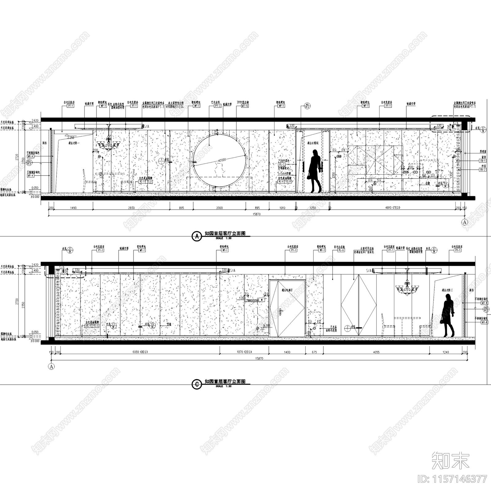 现代新中式北京万湖西北旺如园样板间室内家装cad施工图下载【ID:1157146377】