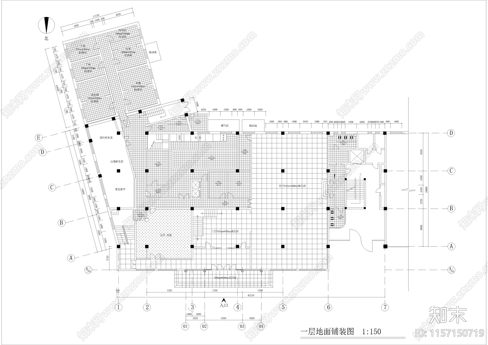 3170㎡餐厅cad施工图下载【ID:1157150719】