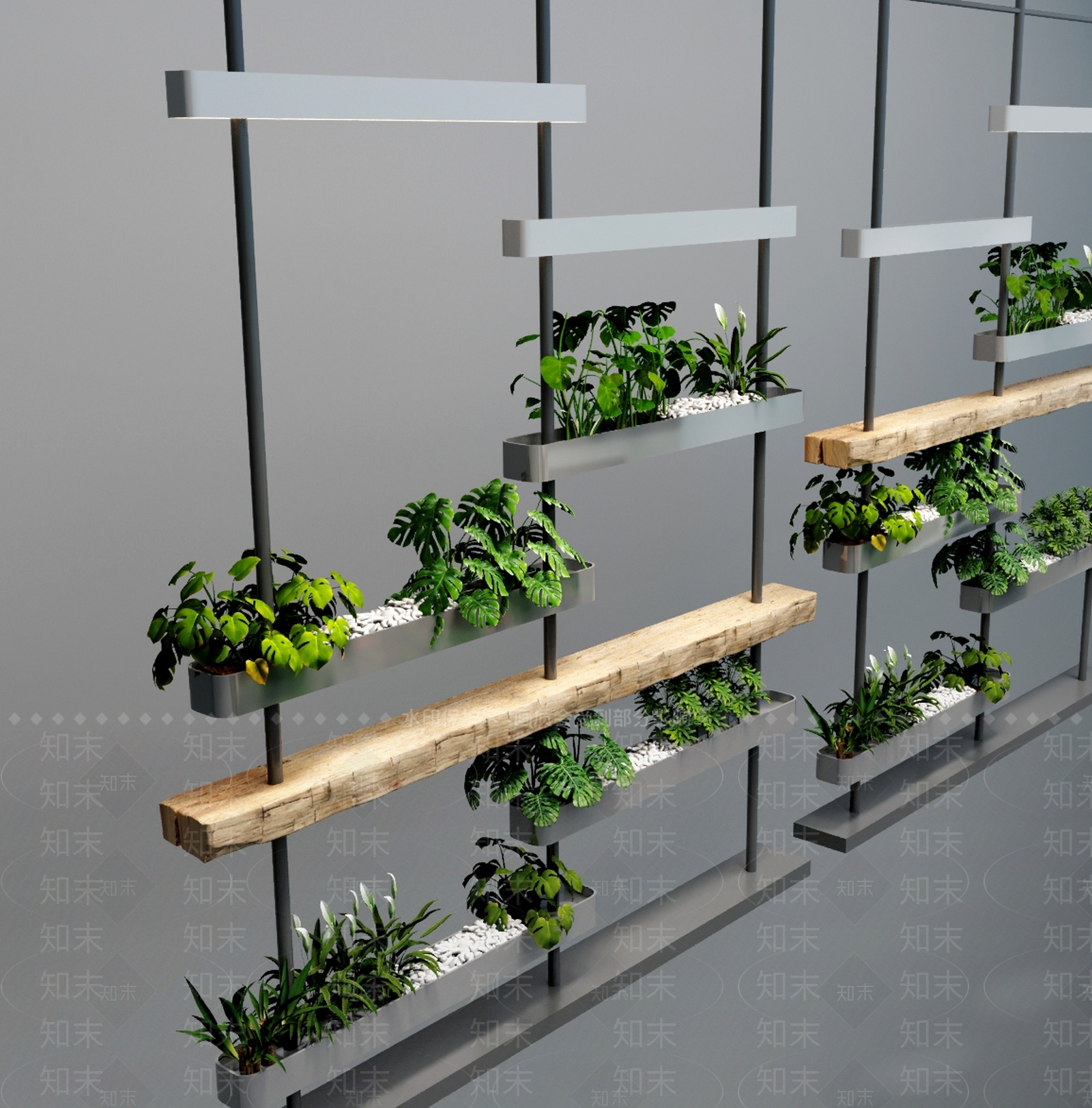 现代铁艺植物隔断3D模型下载【ID:1157155546】