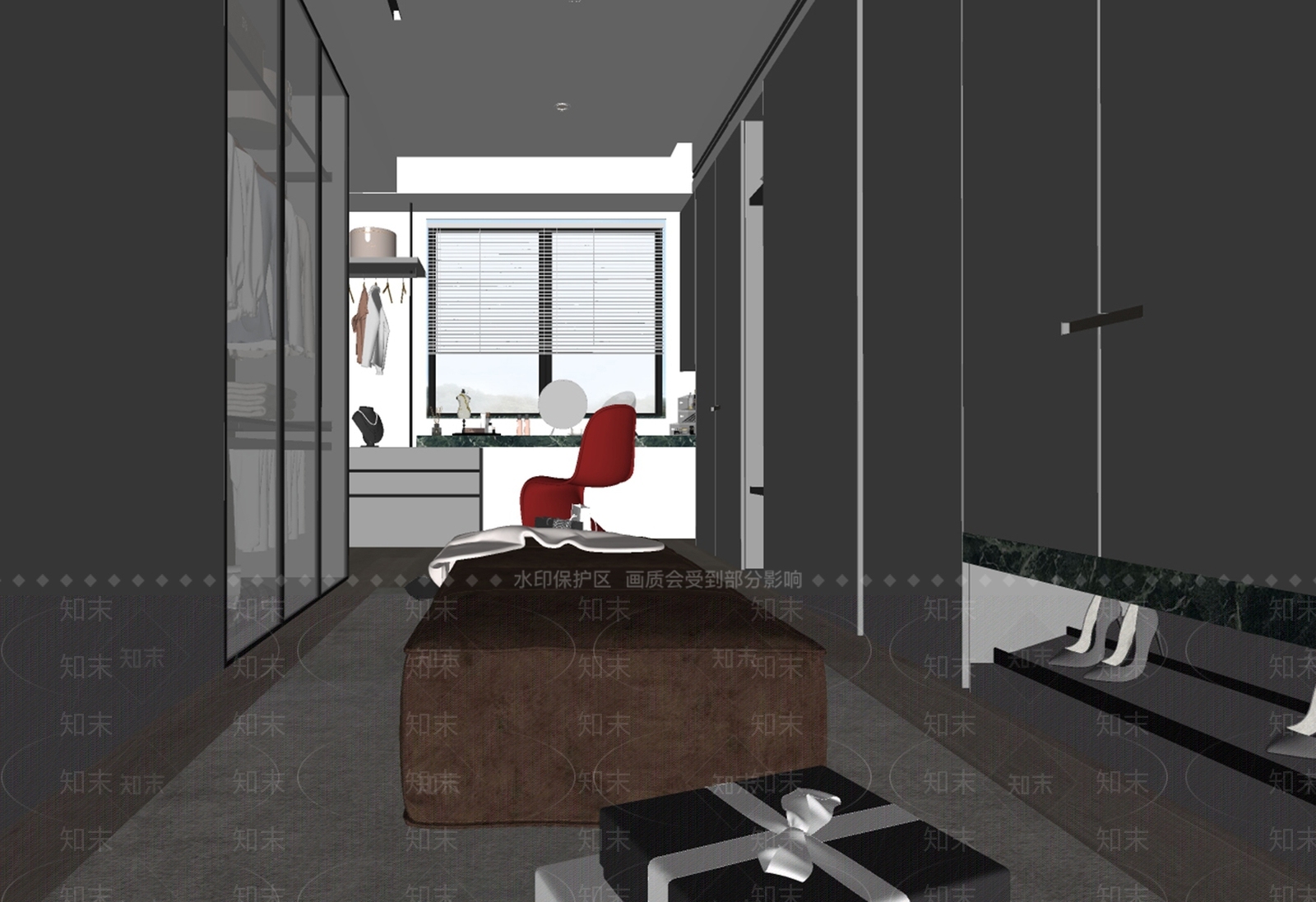 现代衣帽间SU模型下载【ID:1157155338】