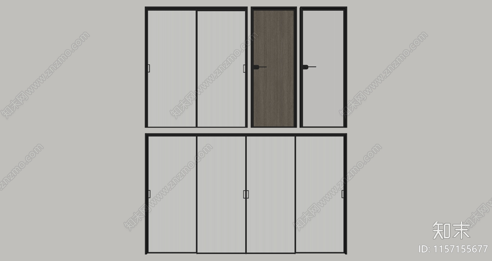 现代推拉门SU模型下载【ID:1157155677】