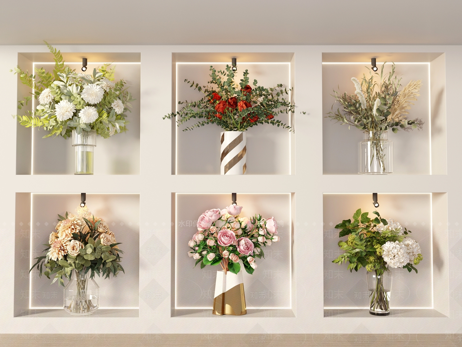 花瓶花艺组合3D模型下载【ID:1157156913】