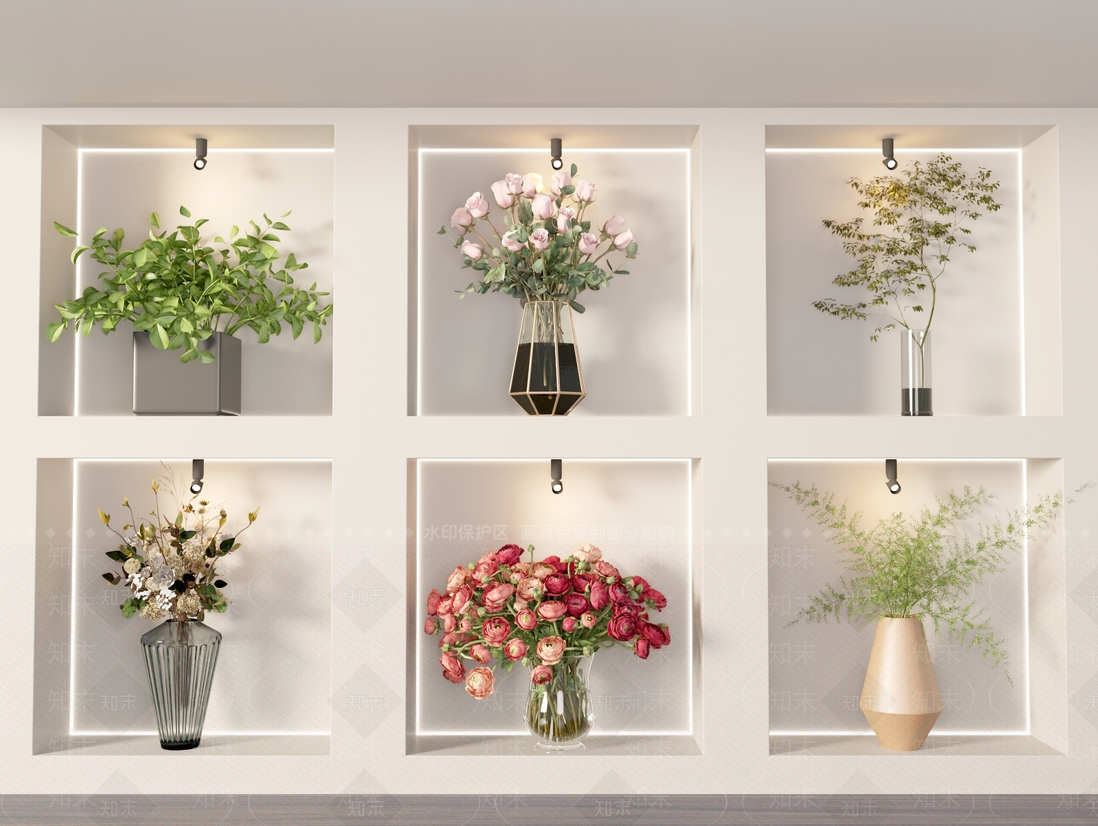 花瓶花艺组合3D模型下载【ID:1157157320】