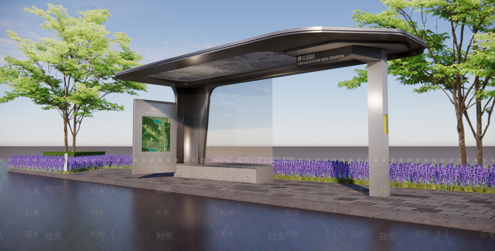 现代公交车站SU模型下载【ID:1157159014】