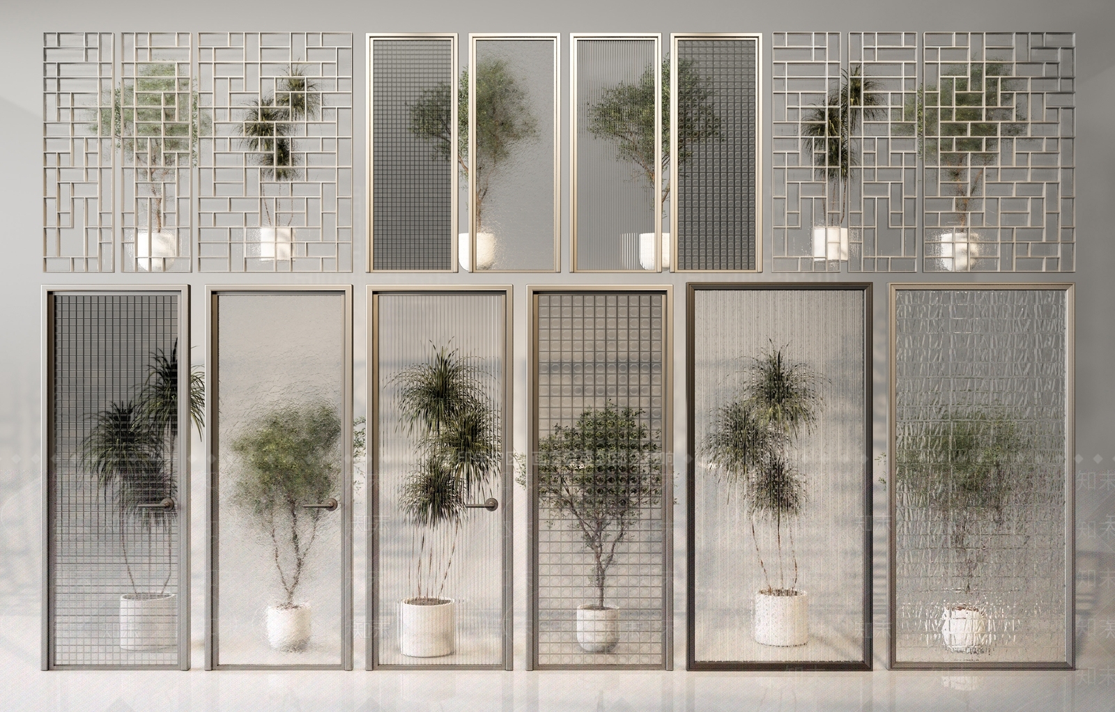 现代长虹磨砂玻璃单开门SU模型下载【ID:1157161641】