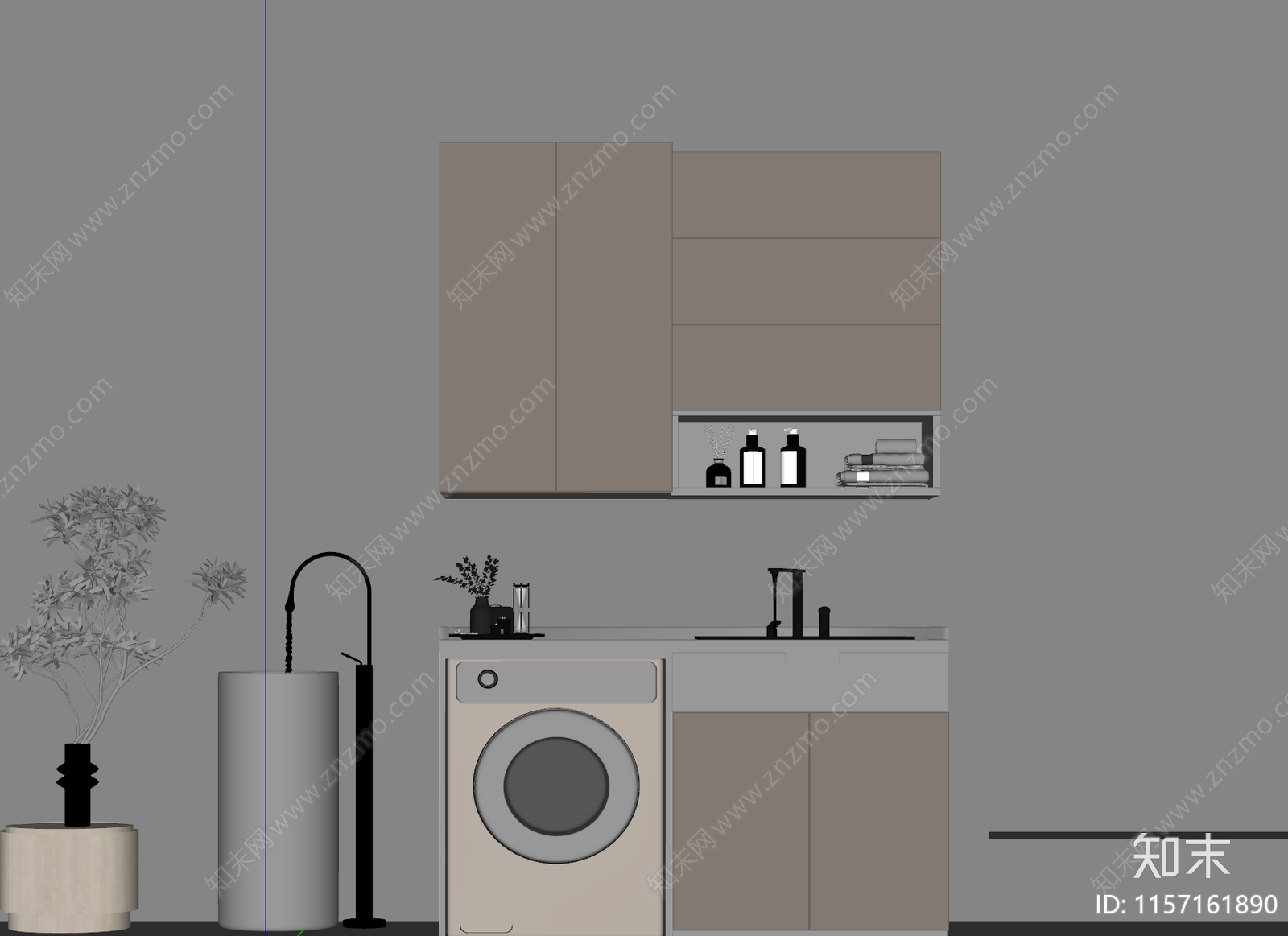 现代洗衣机柜SU模型下载【ID:1157161890】
