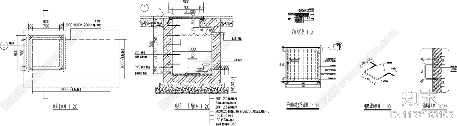 铺装上泵坑盖板构造施工图下载【ID:1157163105】