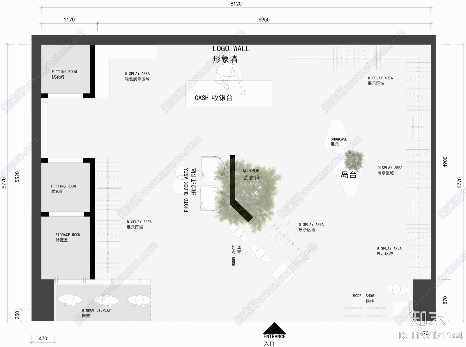 50平服装店平面布置图施工图下载【ID:1157171144】