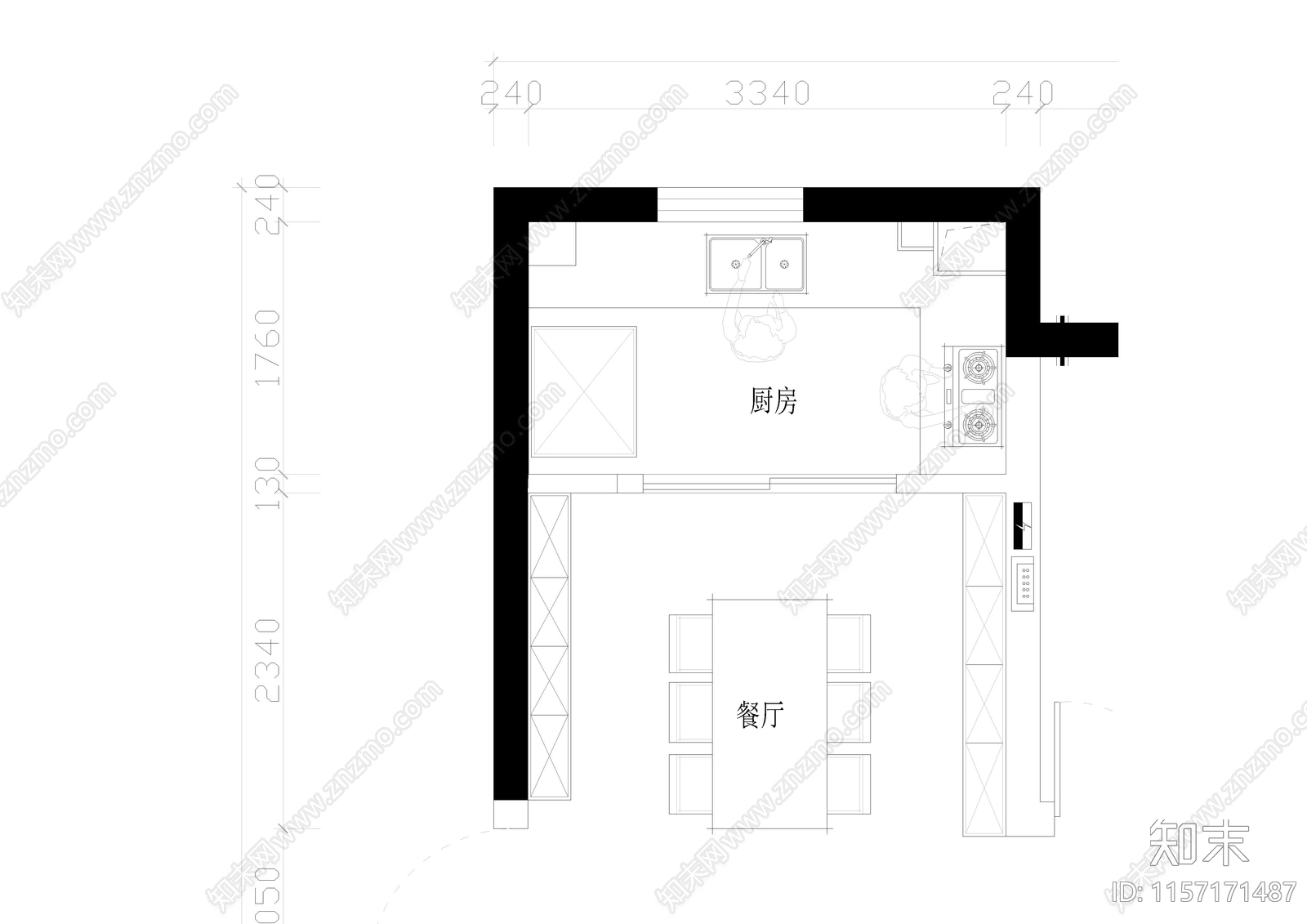 家居餐cad施工图下载【ID:1157171487】