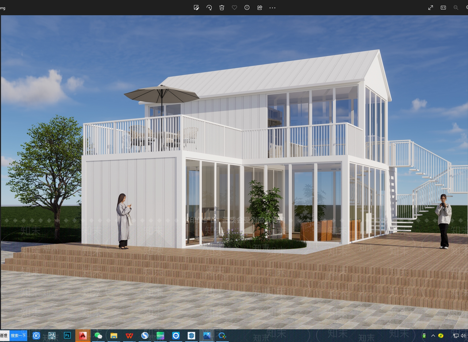 现代集装箱餐饮建筑SU模型下载【ID:1157174791】