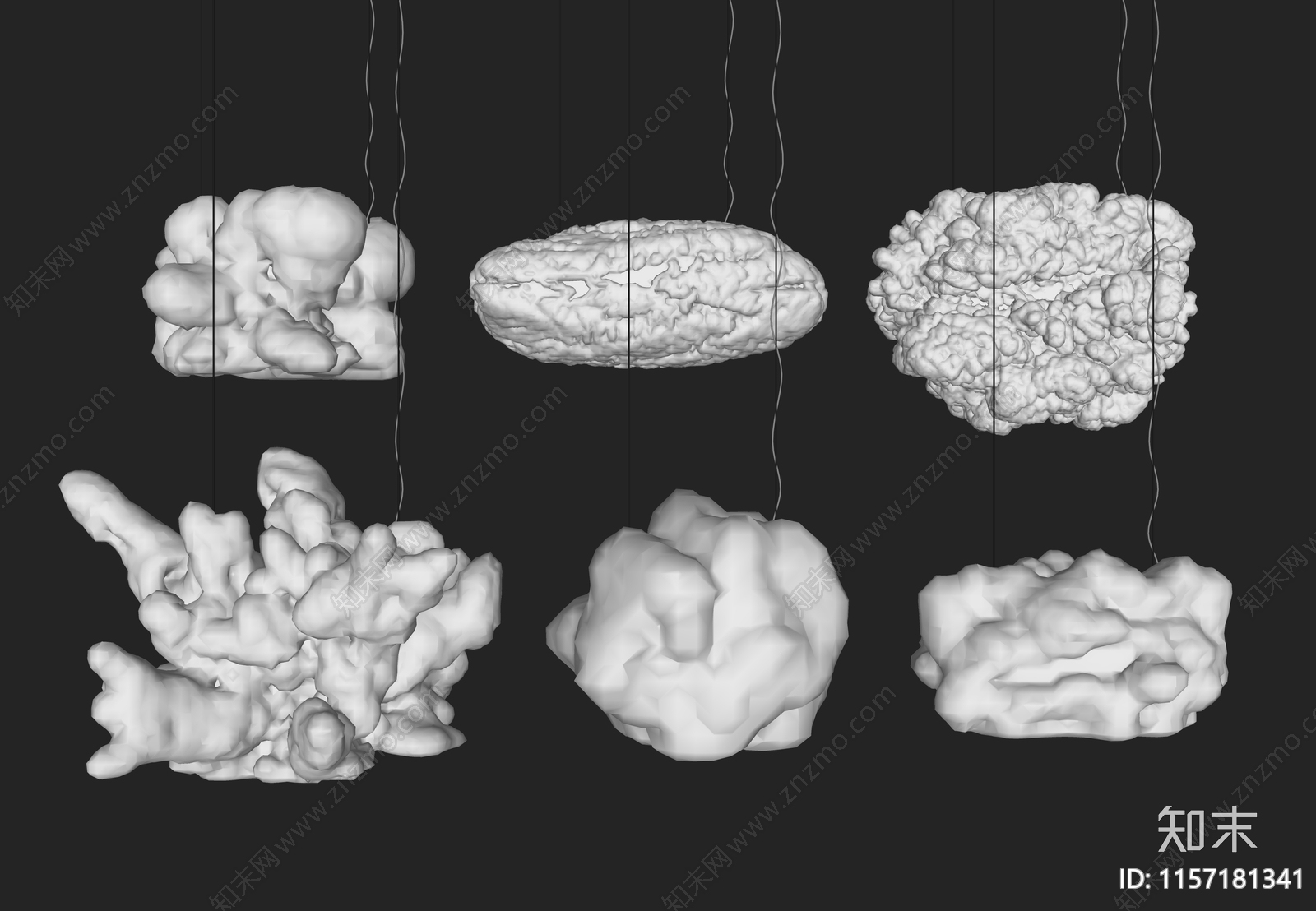 现代棉花云朵装饰灯SU模型下载【ID:1157181341】