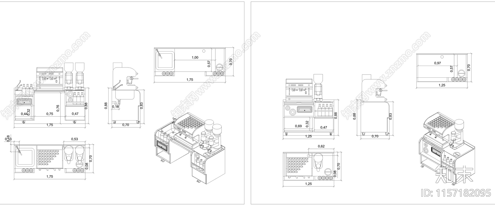 2024咖啡站咖啡机图库cad施工图下载【ID:1157182095】