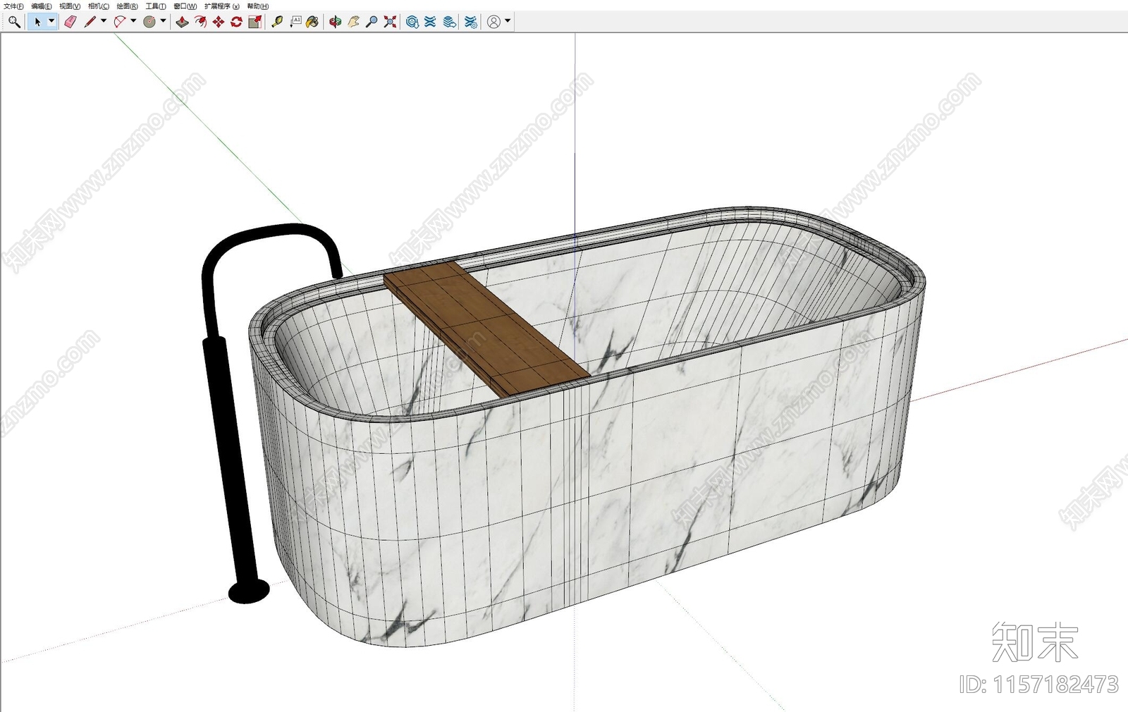 大理石浴缸SU模型下载【ID:1157182473】