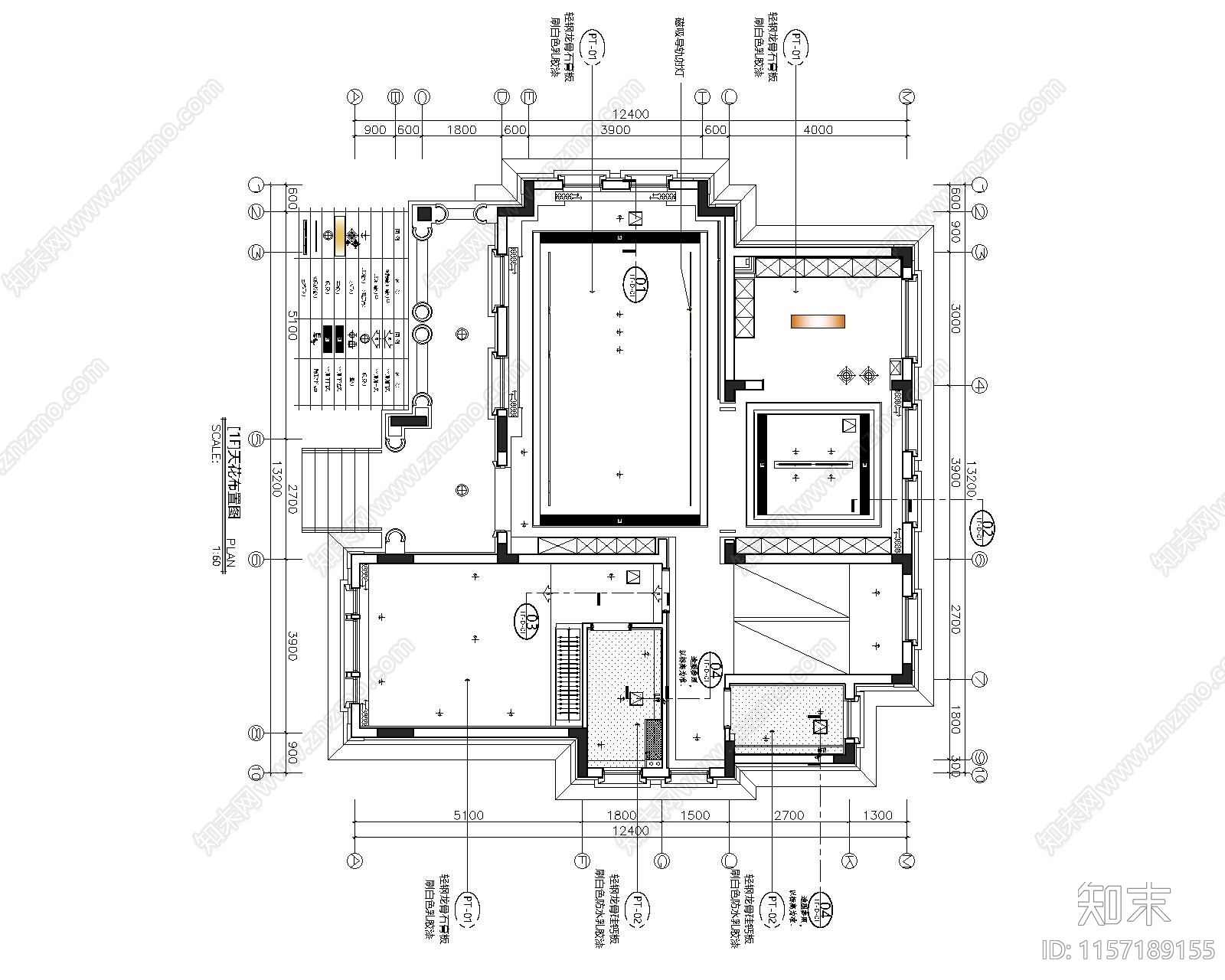 现代别墅客餐cad施工图下载【ID:1157189155】