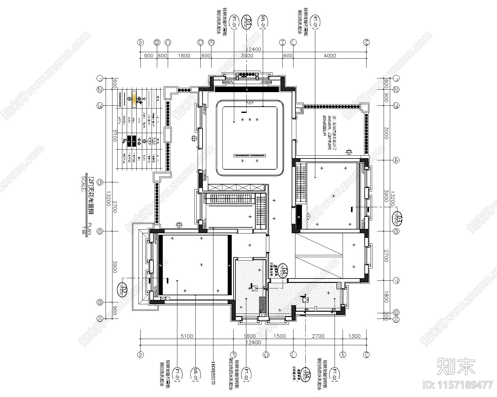 现代平层装cad施工图下载【ID:1157189477】