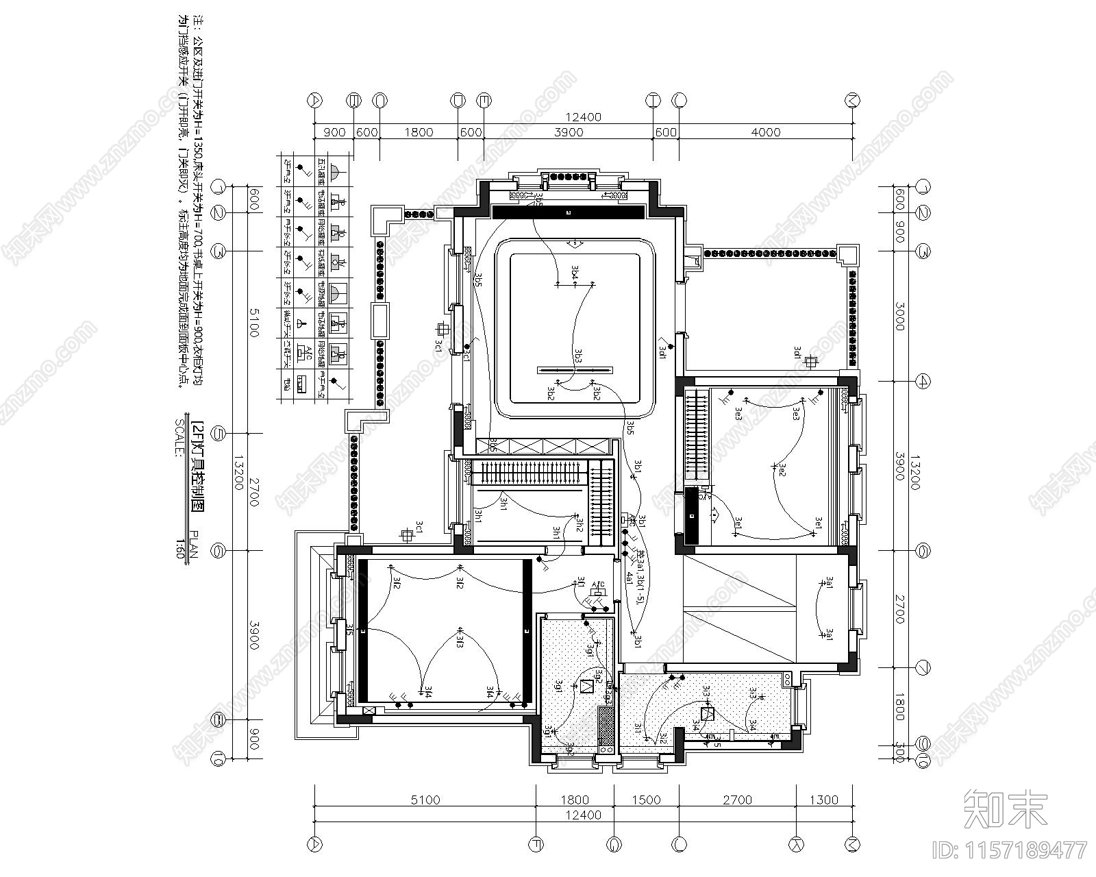 现代平层装cad施工图下载【ID:1157189477】
