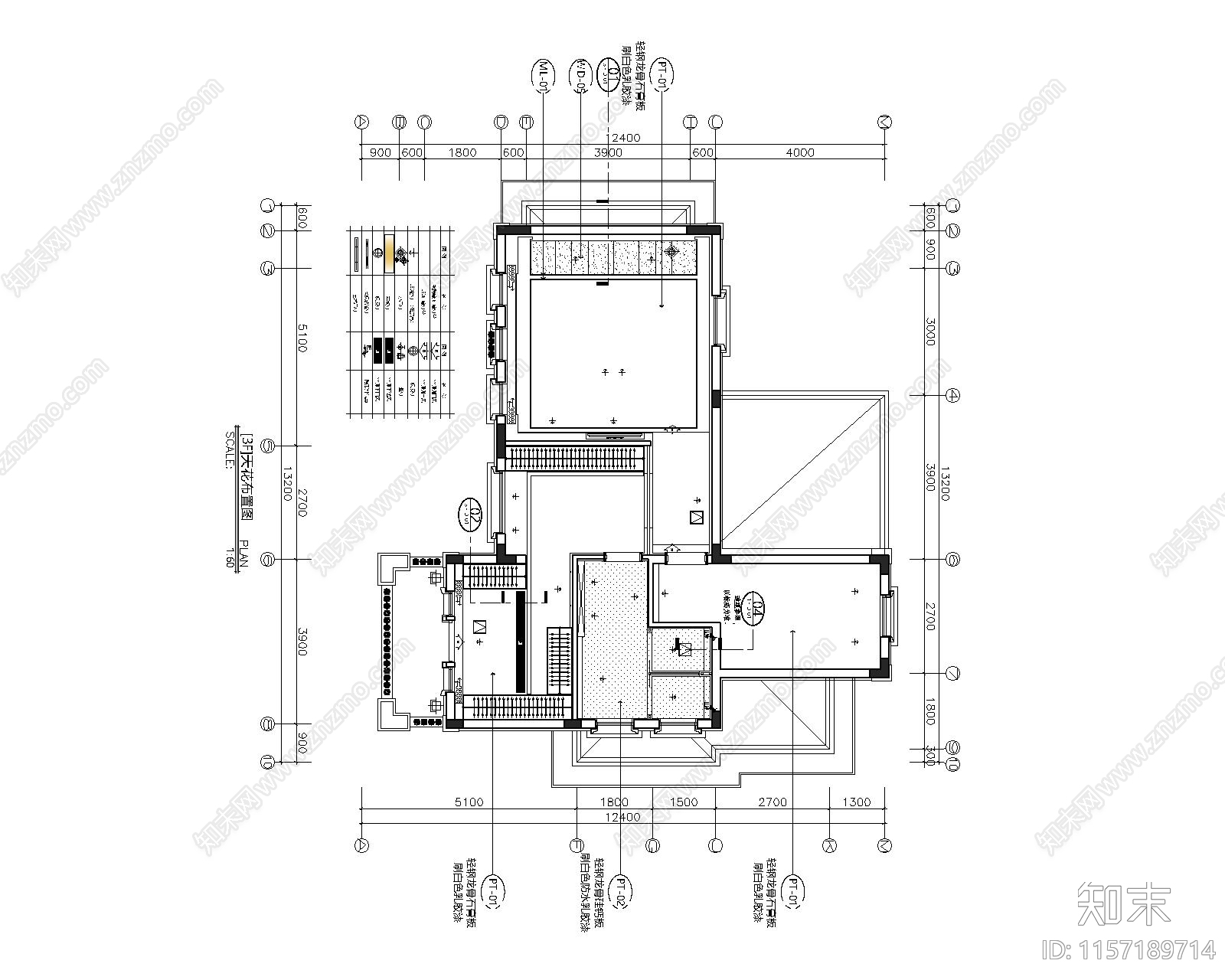 现代别墅卧室层装cad施工图下载【ID:1157189714】