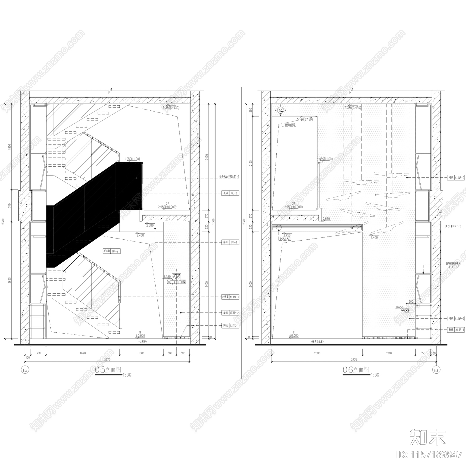 大兴万科天地商改住鹿特丹三层别墅挑空样板间室内家装CA施工图下载【ID:1157189847】