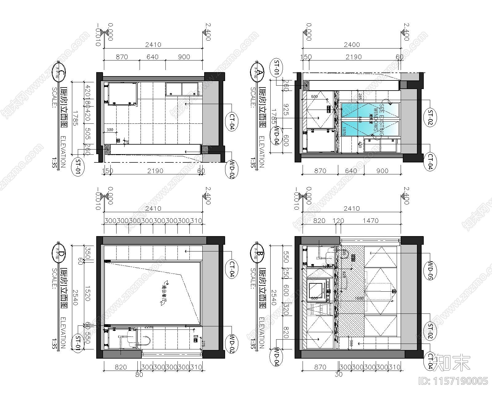 现代样板房装cad施工图下载【ID:1157190005】