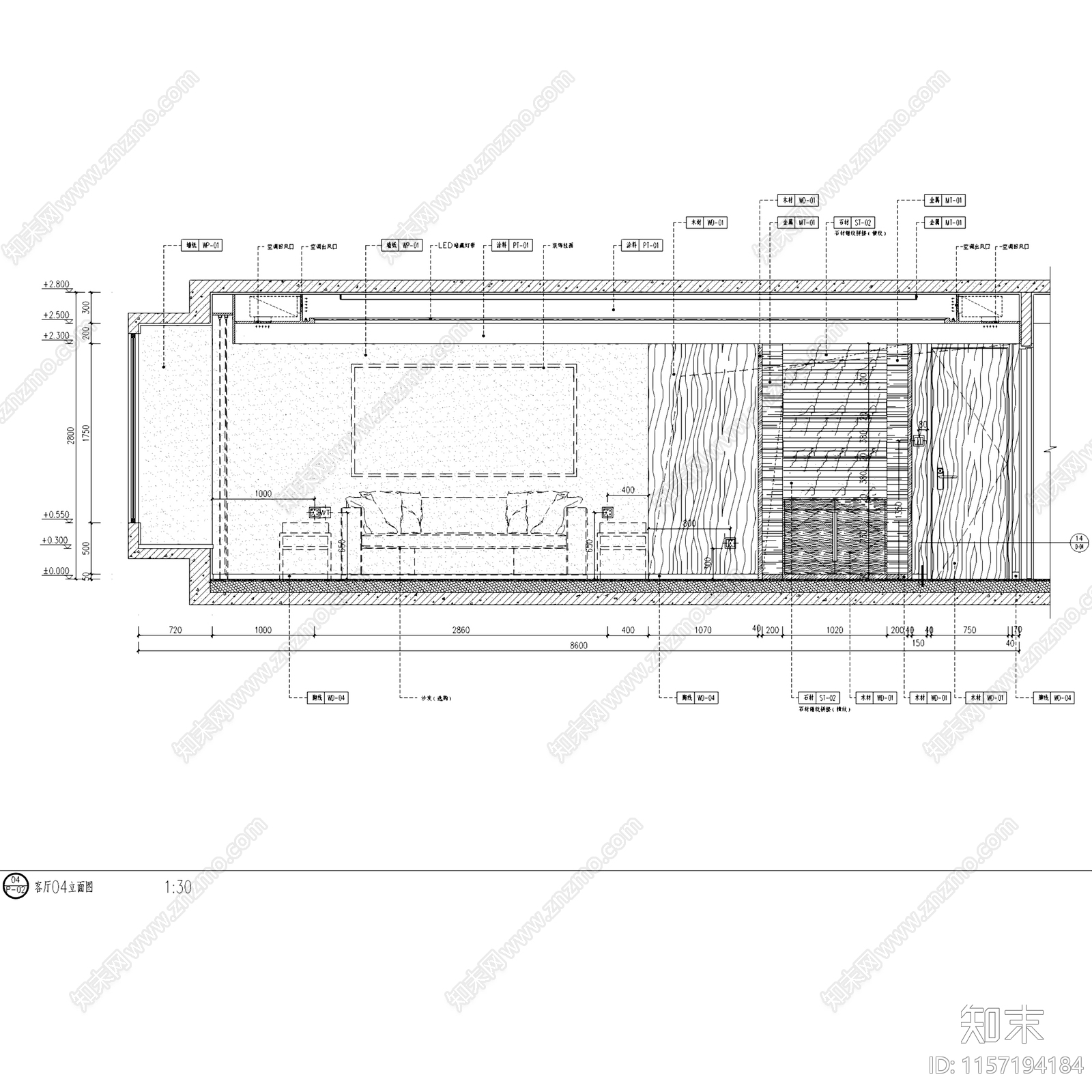 法式新中式北京万科翡翠长安140户型室内家装cad施工图下载【ID:1157194184】