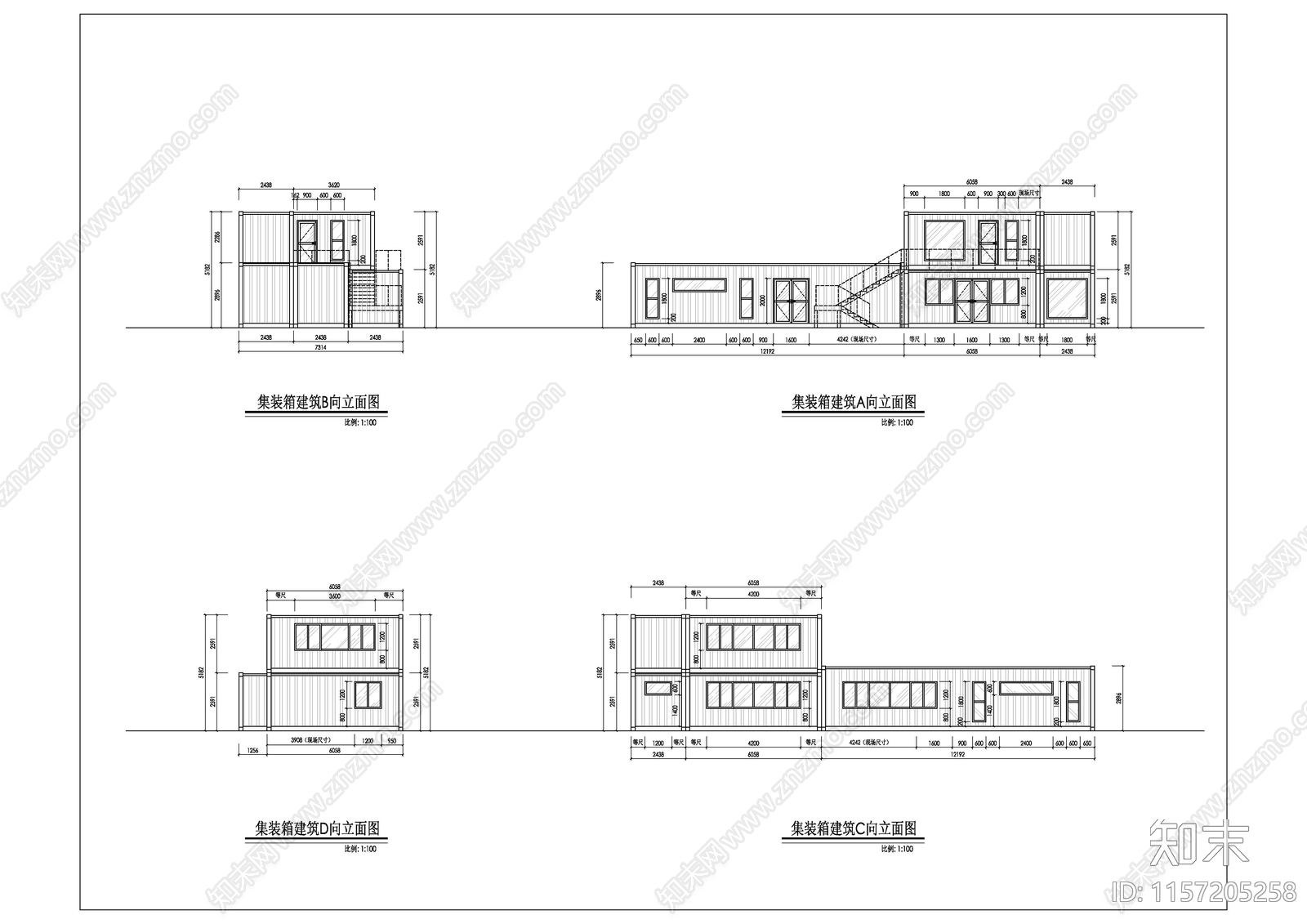 现代集装箱建筑cad施工图下载【ID:1157205258】