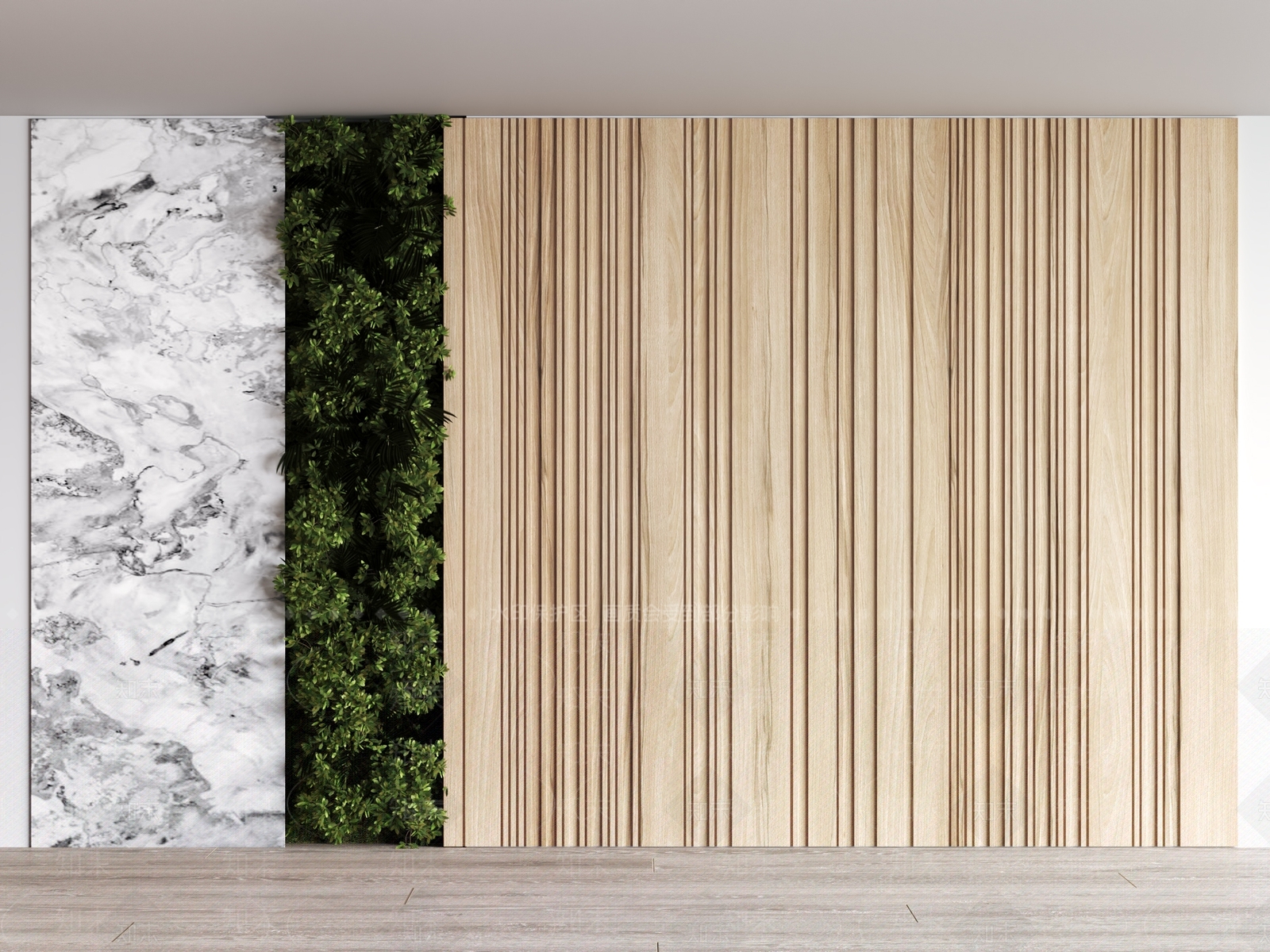 现代绿植造型背景墙3D模型下载【ID:1157206947】