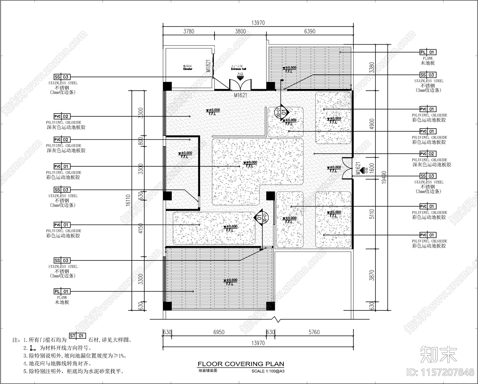 现代健身房室内设计ca施工图下载【ID:1157207848】