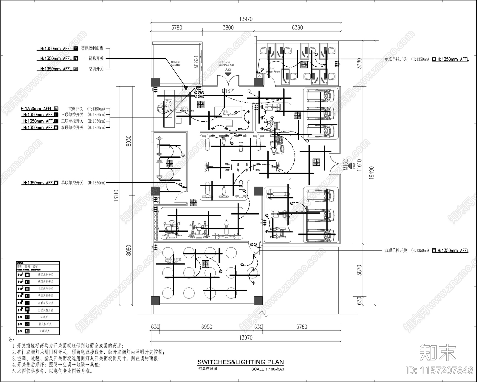 现代健身房室内设计ca施工图下载【ID:1157207848】