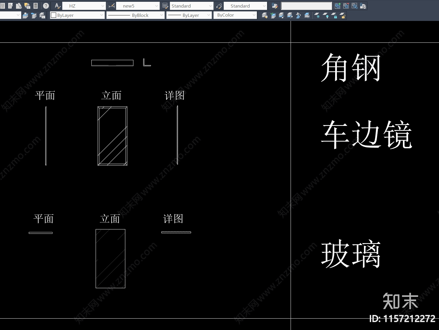 角钢车边境玻璃动态图块平立面详图动态图块cad施工图下载【ID:1157212272】