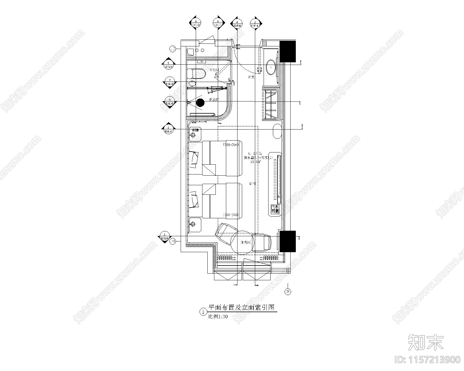 某酒店cad施工图下载【ID:1157213900】