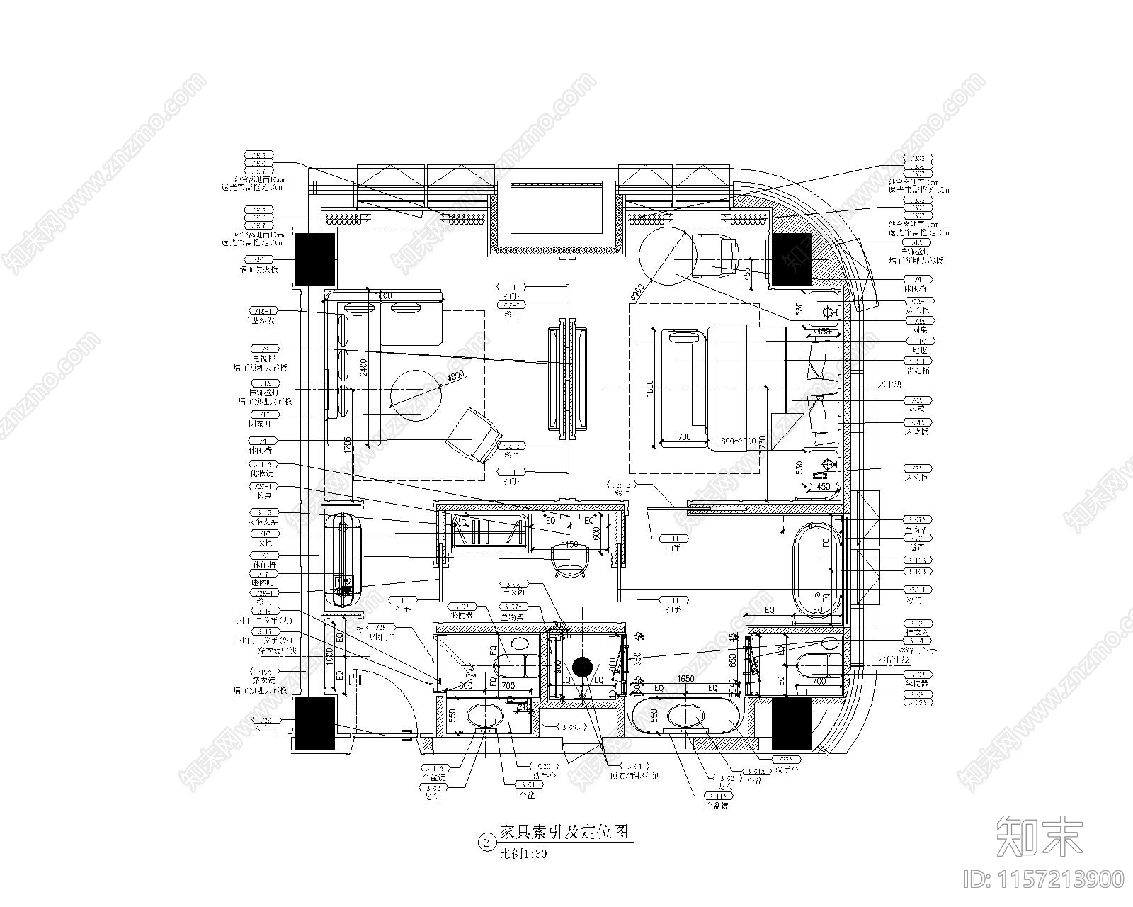 某酒店cad施工图下载【ID:1157213900】