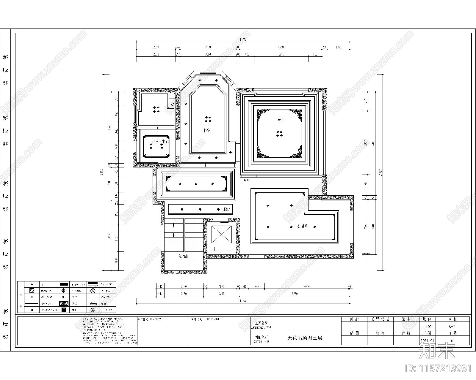 北欧别墅家装平cad施工图下载【ID:1157213931】