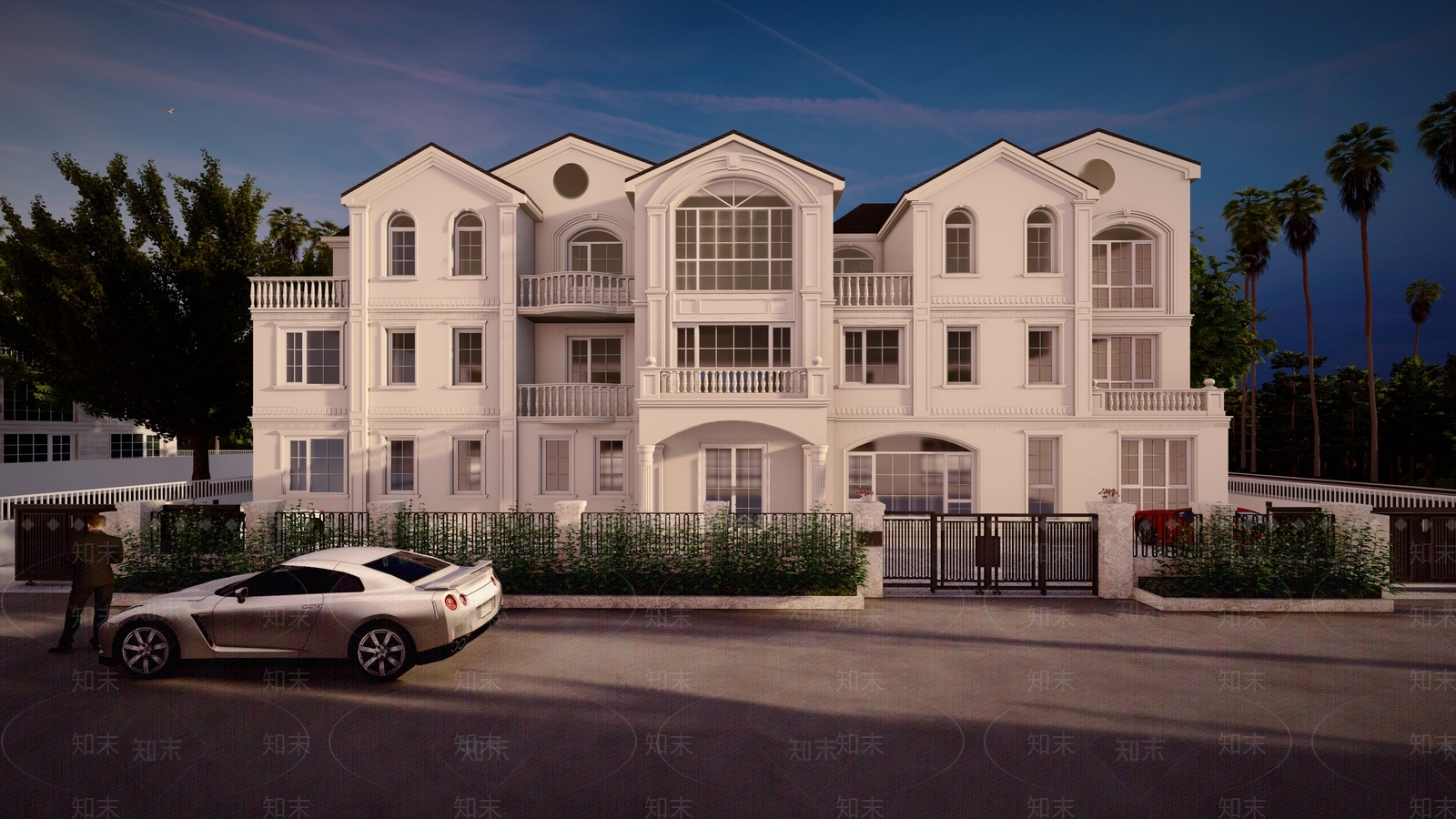 法式别墅建筑外立面SU模型下载【ID:1157218347】