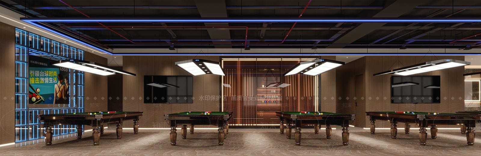 现代台球厅3D模型下载【ID:1157219057】