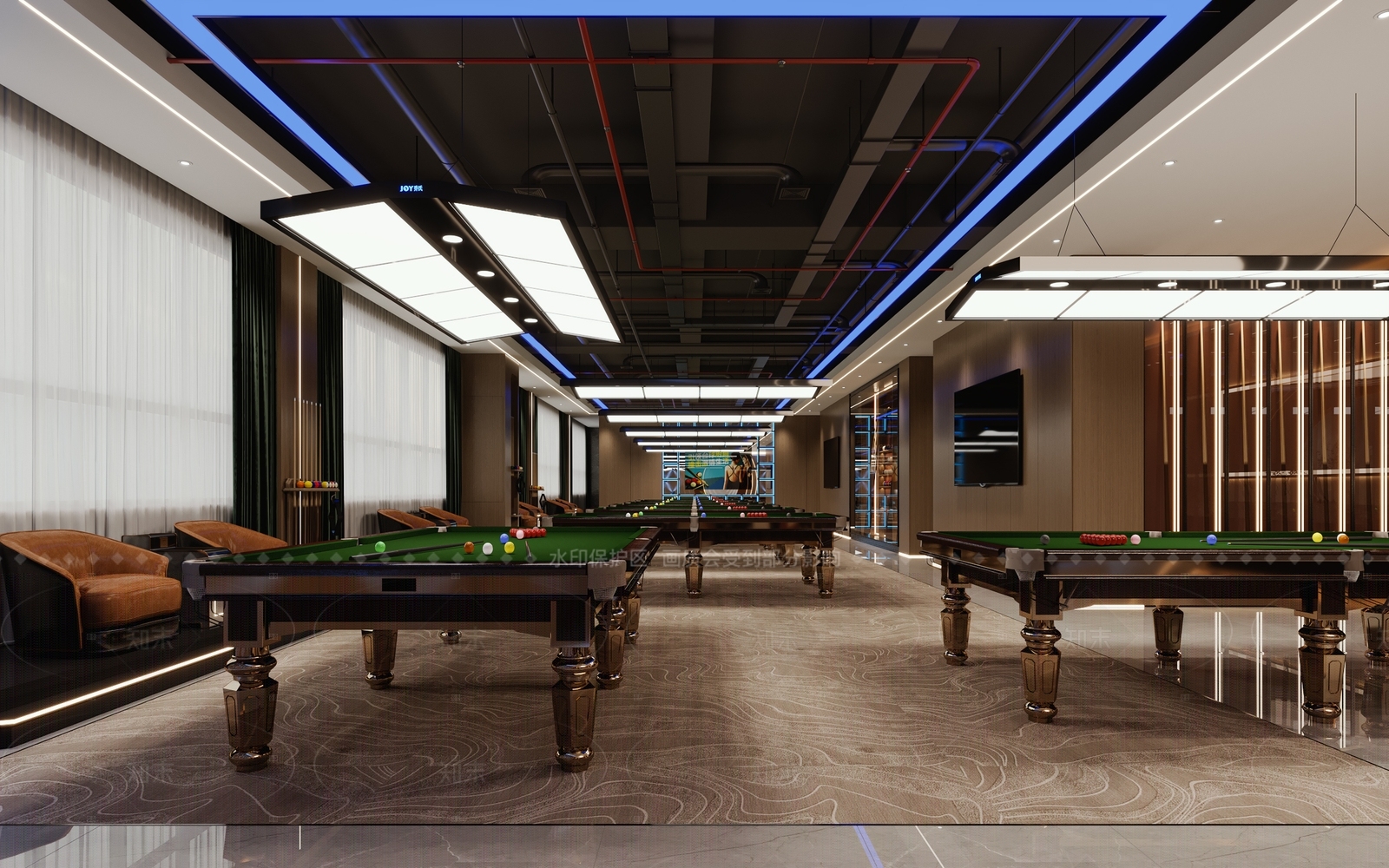 现代台球厅3D模型下载【ID:1157219057】