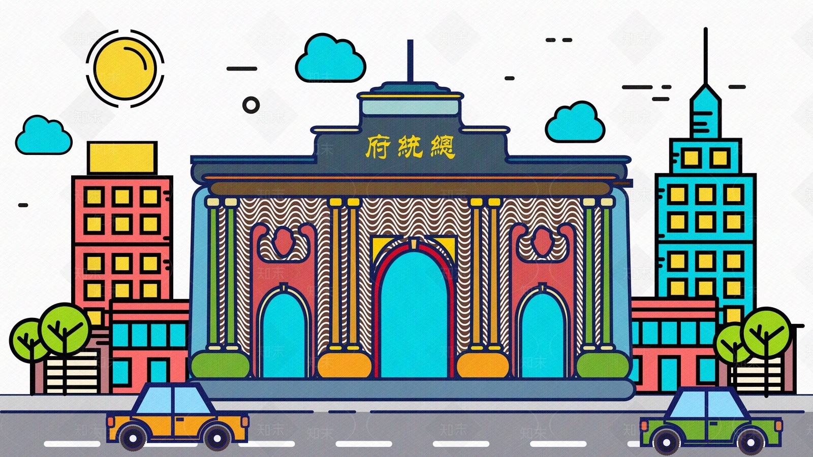 卡通建筑壁画贴图下载【ID:1157222309】