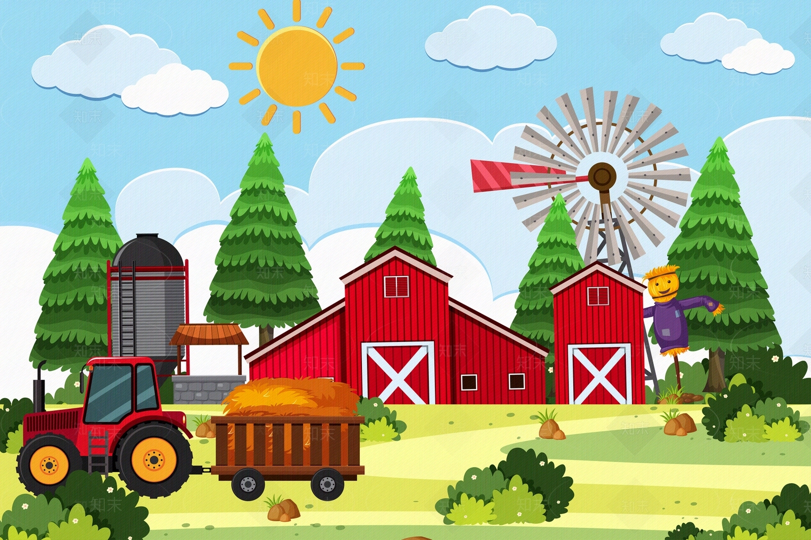 卡通建筑壁画贴图下载【ID:1157222484】