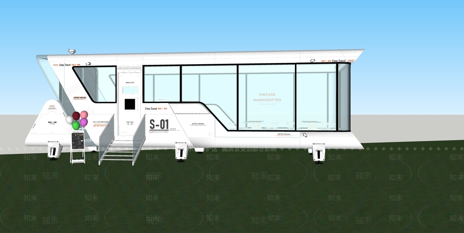 现代太空舱咖啡厅SU模型下载【ID:1157233866】