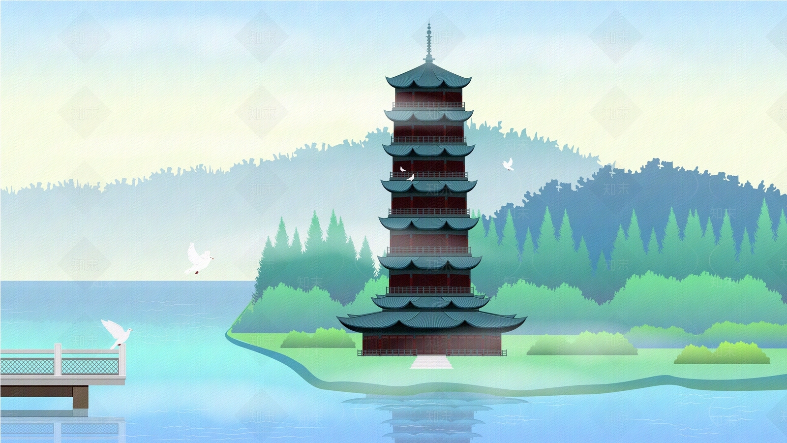 卡通建筑壁画贴图下载【ID:1157222864】