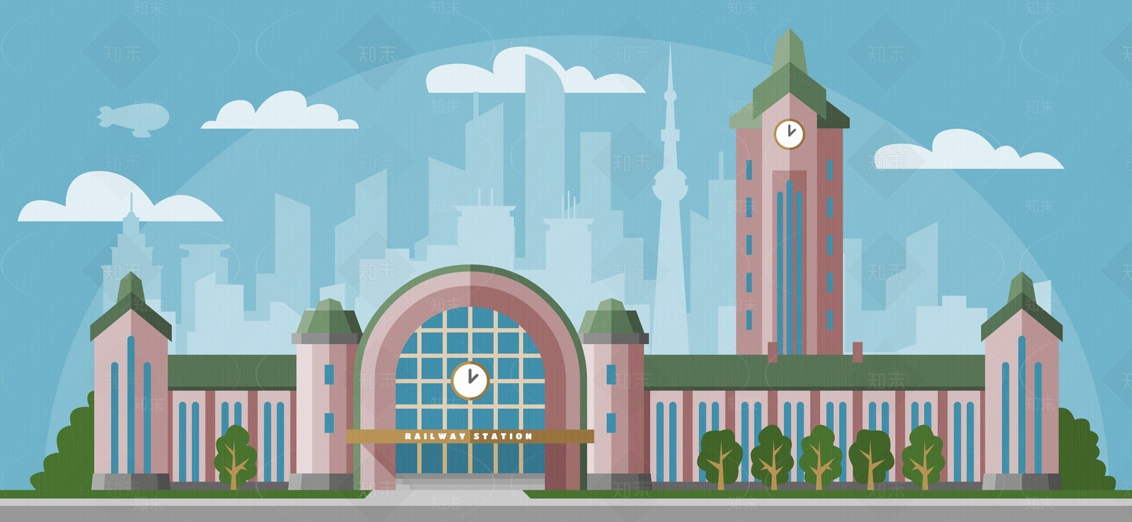 卡通建筑壁画贴图下载【ID:1157223631】