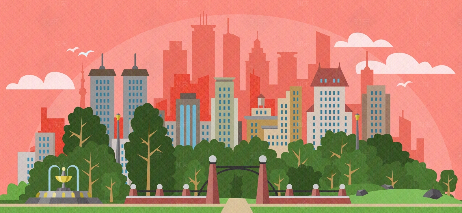 卡通建筑壁画贴图下载【ID:1157223675】