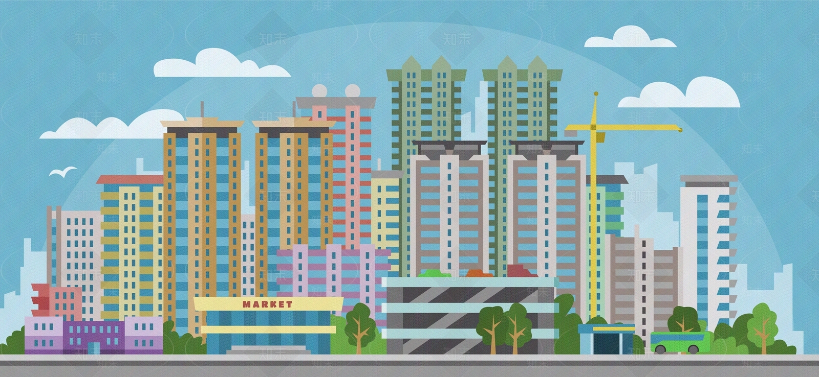 卡通建筑壁画贴图下载【ID:1157223775】