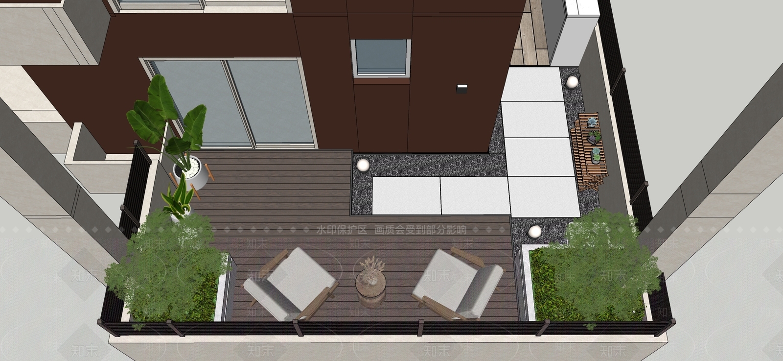 现代庭院花园SU模型下载【ID:1157229971】