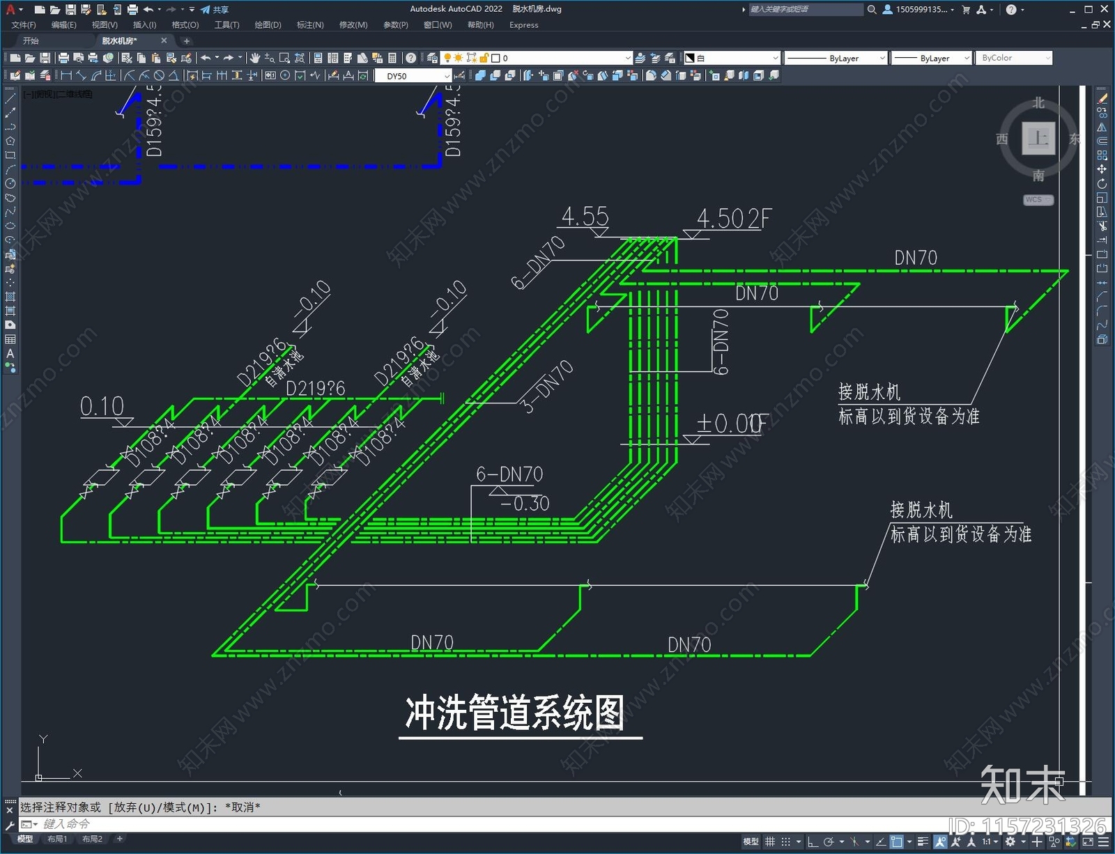 某污泥浓缩池脱水机房详图cad施工图下载【ID:1157231326】