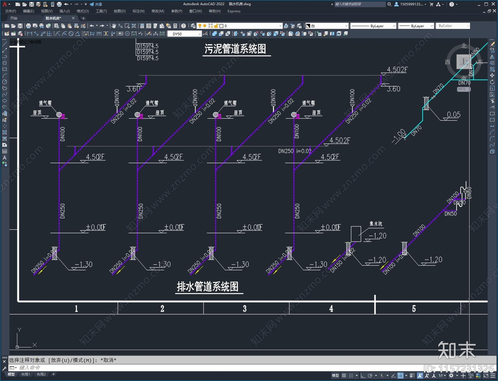 某污泥浓缩池脱水机房详图cad施工图下载【ID:1157231326】