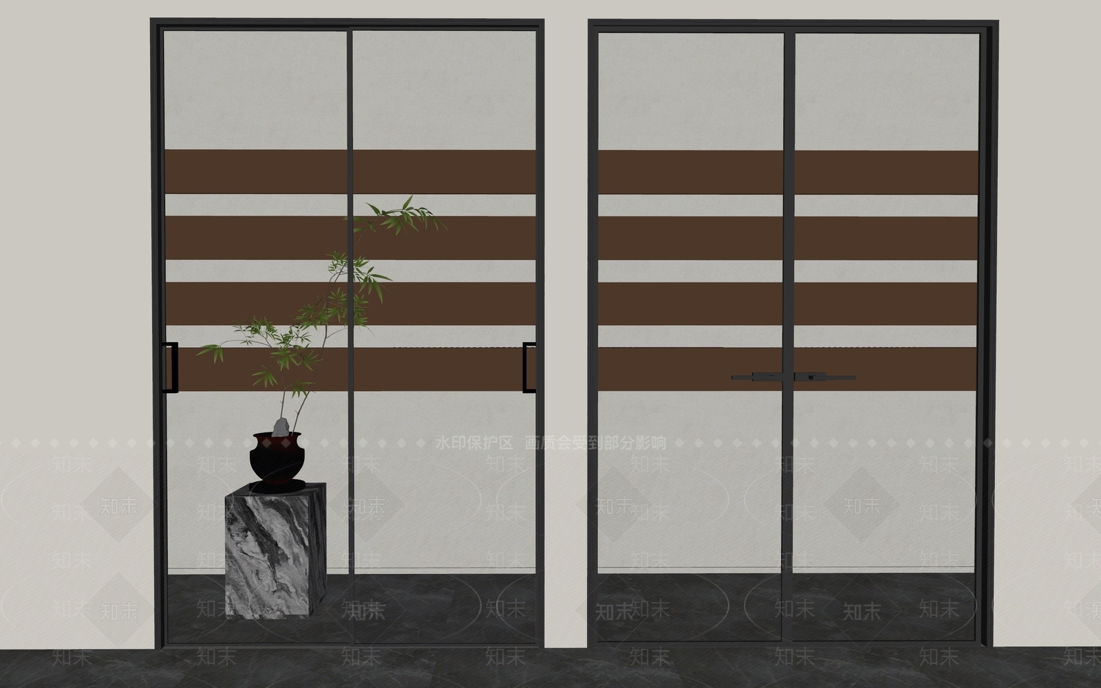 现代长虹玻璃推拉门SU模型下载【ID:1157232209】